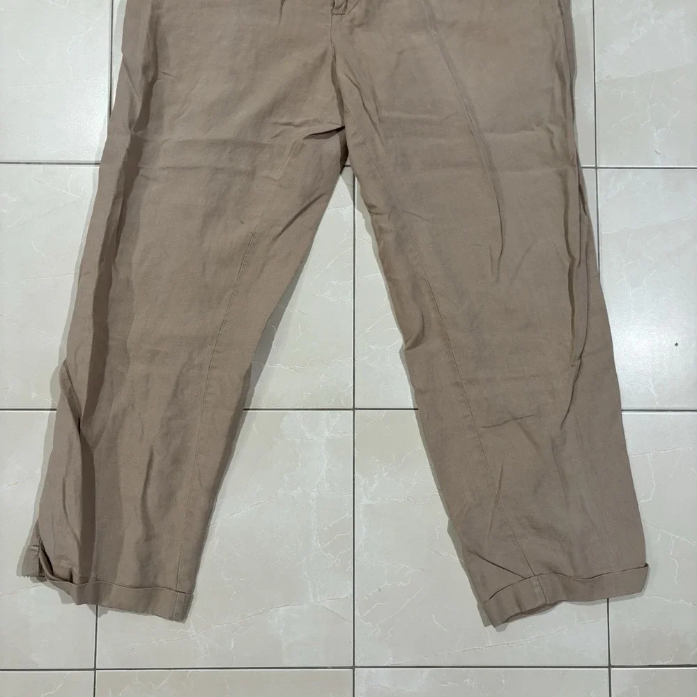 Banana Republic Linen Pants Men's 32 Straight Relaxed Fit Tan Khaki preppy Ivy